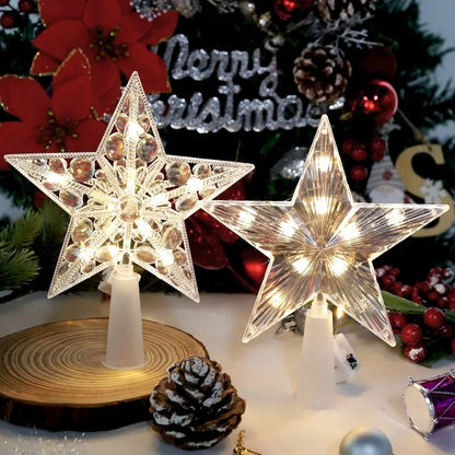 15cm Christmas Tree LED Star Topper | Warm White Shining Light Decoration for Home, Room & Holiday Festival Décor