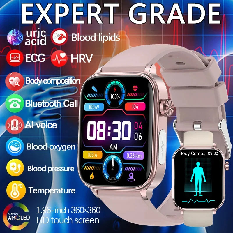 AI Diagnostic Smart Health Watch for Women 2025 | Blood Lipid, Uric Acid & Body Composition Tracker