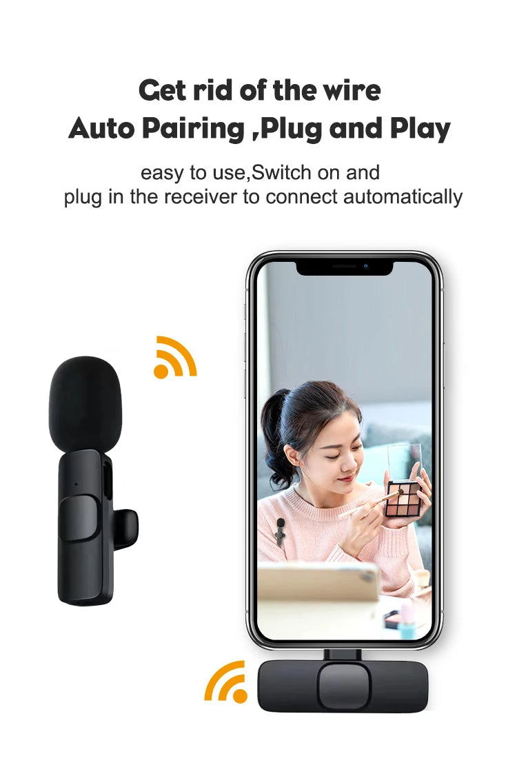Wireless Lavalier Microphone | Mini Portable Mic for iPhone & Android – Live Broadcast, Video Recording & Gaming