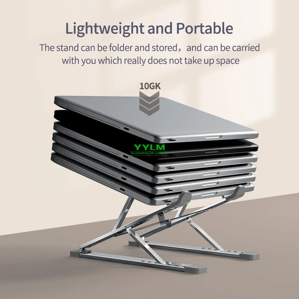 YYLM N8 Adjustable Aluminum Laptop Stand | Foldable Portable Cooling Notebook Holder for MacBook