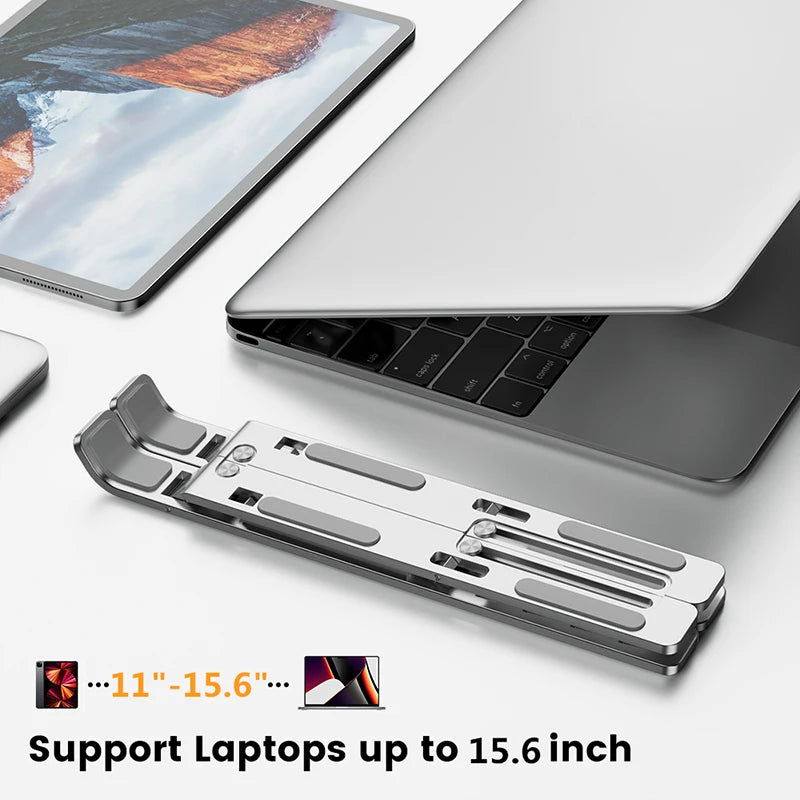 Aluminum Alloy Laptop Stand | Adjustable, Foldable, Portable Notebook Holder with Cooling & Non-Slip Design