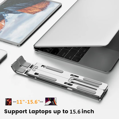 Aluminum Alloy Laptop Stand | Adjustable, Foldable, Portable Notebook Holder with Cooling & Non-Slip Design
