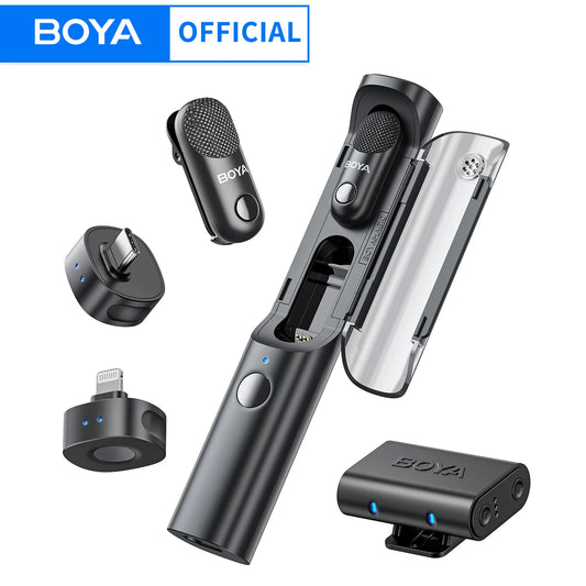 BOYA Magic 4-in-1 Wireless Lavalier Microphone | Universal Mic for iPhone, Android, USB-C & Camera Recording