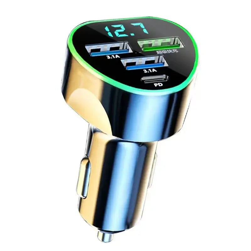 UYUXIO USB-C Car Charger | Super Fast Charging with LED Voltage Display for iPhone, Samsung, Huawei & Android