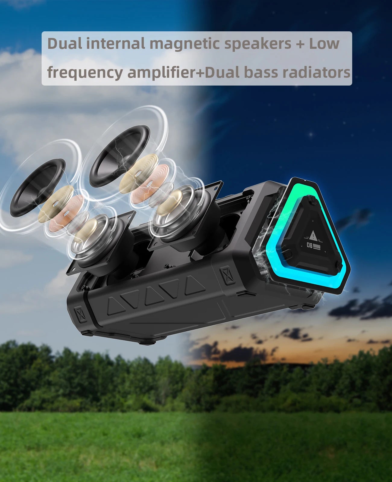 MLOVE P3 Outdoor Bluetooth Speaker | 40W Stereo Sound, IPX7 Waterproof, RGB Lights & Micro SD Support