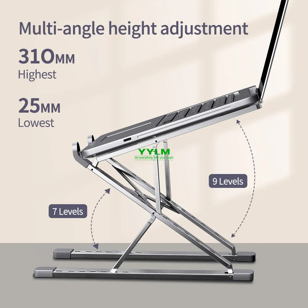 YYLM N8 Adjustable Aluminum Laptop Stand | Foldable Portable Cooling Notebook Holder for MacBook