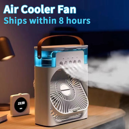 3-in-1 Portable Air Conditioner Fan | Mini Air Cooler, LED Night Light & Humidifier for Home & Office