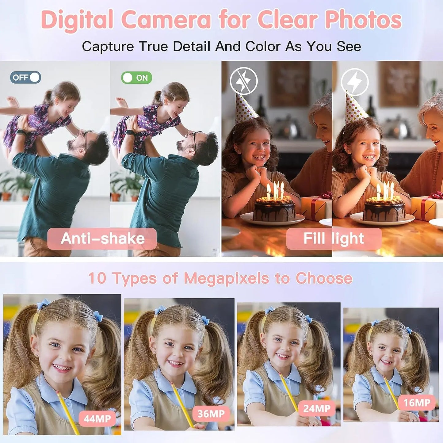 Digital Camera for Kids | 44MP Compact Camcorder with 16x Zoom & 1080P HD Video – Beginner Photography Camera