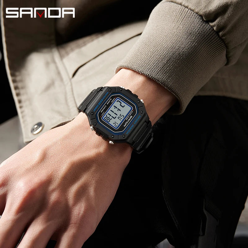 SANDA 2156 Men’s Military Watch | Sport LED Digital Wristwatch with Big Dial & Water Resistance