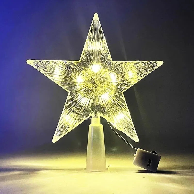 15cm Christmas Tree LED Star Topper | Warm White Shining Light Decoration for Home, Room & Holiday Festival Décor