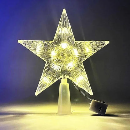 15cm Christmas Tree LED Star Topper | Warm White Shining Light Decoration for Home, Room & Holiday Festival Décor