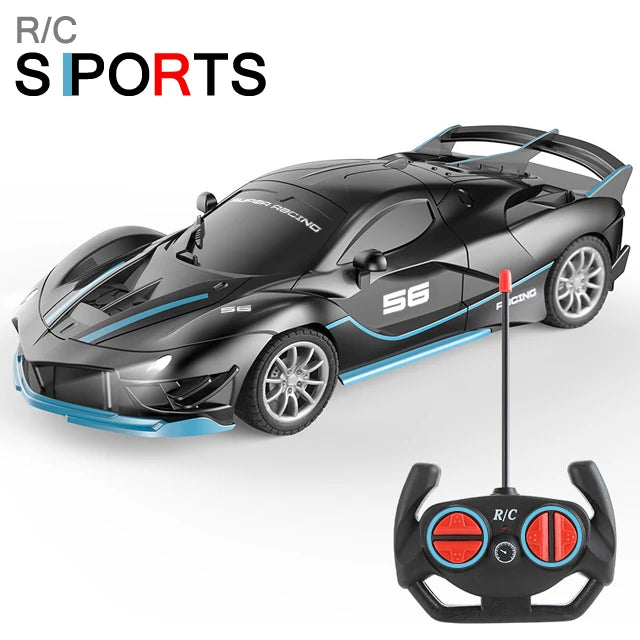 1/18 RC Car with LED Lights | High-Speed 2.4G Remote Control Sports Car for Kids