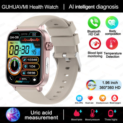AI Diagnostic Smart Health Watch for Women 2025 | Blood Lipid, Uric Acid & Body Composition Tracker