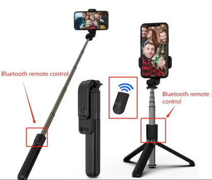 H1 Wireless Bluetooth Selfie Stick Tripod | 3-in-1 Foldable Monopod Stand with Phone Holder for Travel & Outdoor Use