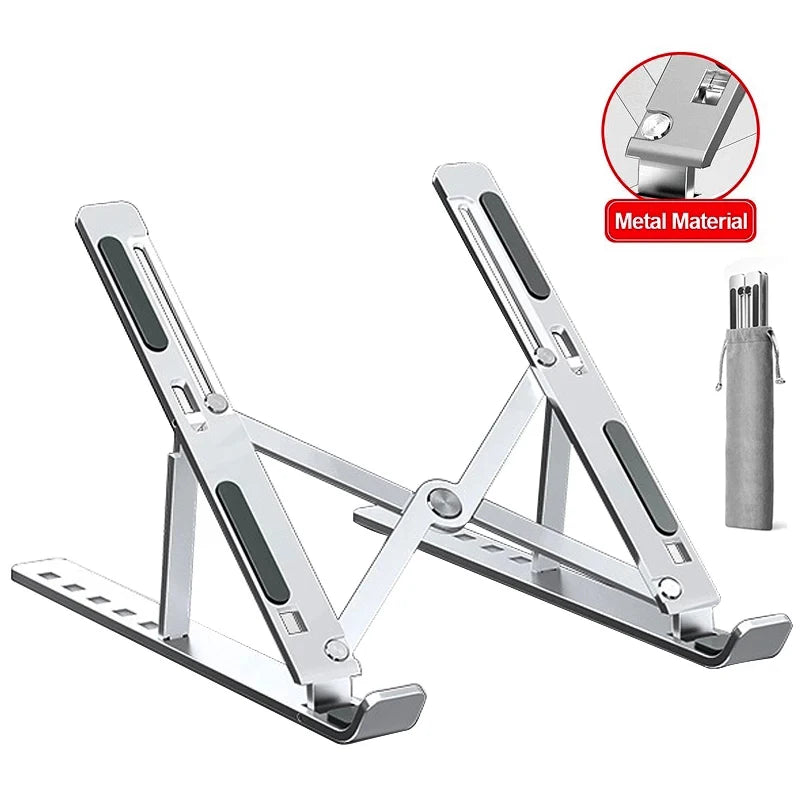 Aluminum Alloy Laptop Stand | Adjustable, Foldable, Portable Notebook Holder with Cooling & Non-Slip Design