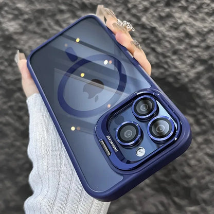 Luxury Magnetic Shockproof iPhone Case | Stand Cover with Glass Lens Protection for iPhone 11–17 Pro Max, Plus & 16E