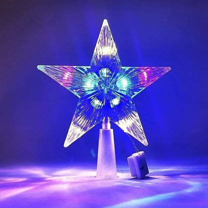 15cm Christmas Tree LED Star Topper | Warm White Shining Light Decoration for Home, Room & Holiday Festival Décor