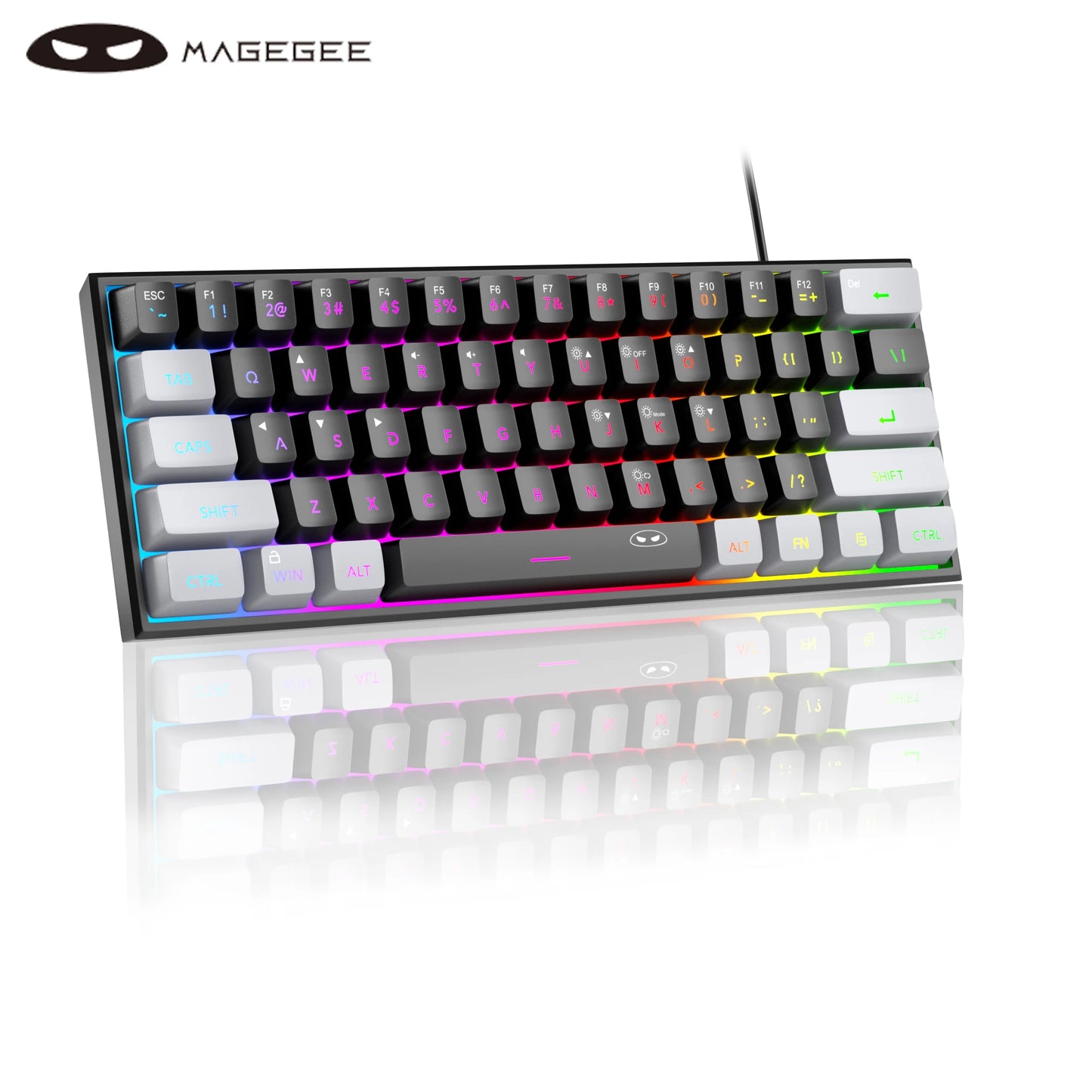 MageGee Mini 60% Gaming Keyboard | 61-Key RGB Backlit, Ergonomic & Waterproof Mechanical-Feel Keyboard