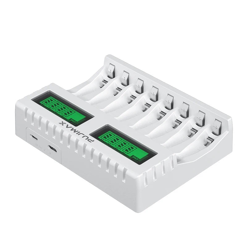 PUJIMAX LED Smart Battery Charger | Independent Charging for AA & AAA Ni-MH Rechargeable Batteries