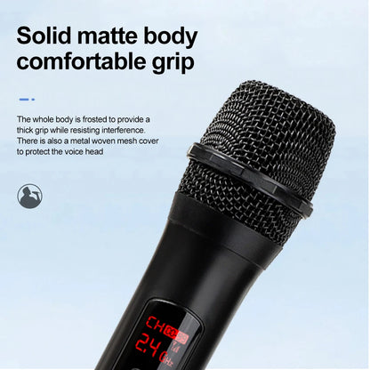 Dual Channel Wireless Microphone System | VHF Handheld Mic Set for Karaoke, Church, and Events