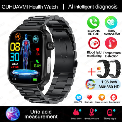 AI Diagnostic Smart Health Watch for Women 2025 | Blood Lipid, Uric Acid & Body Composition Tracker