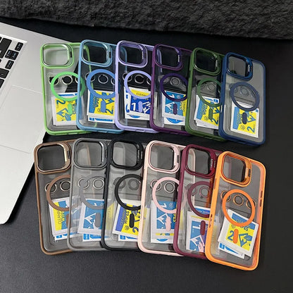 Luxury Magnetic Shockproof iPhone Case | Stand Cover with Glass Lens Protection for iPhone 11–17 Pro Max, Plus & 16E