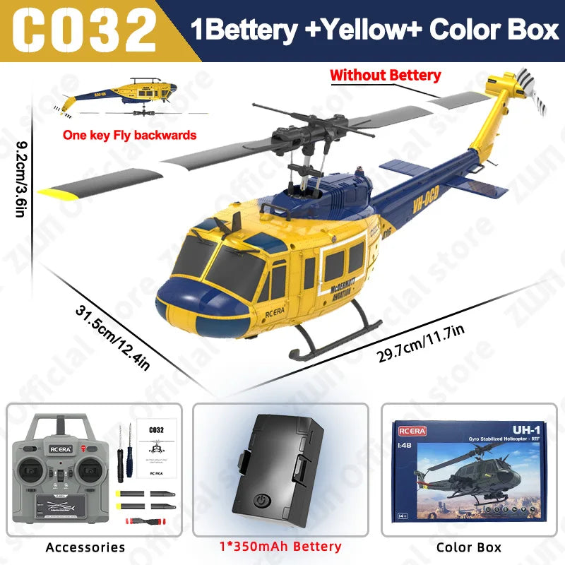 C032 RC Helicopter | 2.4G 6-Axis Gyro, Altitude Hold & Brushless Remote Control Drone for Kids & Adults