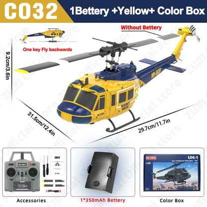 C032 RC Helicopter | 2.4G 6-Axis Gyro, Altitude Hold & Brushless Remote Control Drone for Kids & Adults