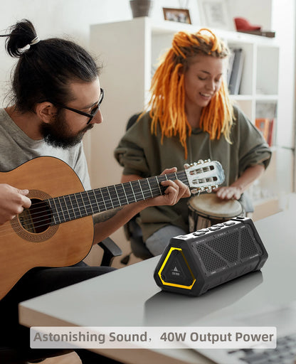MLOVE P3 Outdoor Bluetooth Speaker | 40W Stereo Sound, IPX7 Waterproof, RGB Lights & Micro SD Support