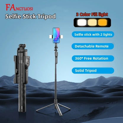 FANGTUOSI 1750mm Wireless Selfie Stick Tripod | Foldable Monopod with LED Light for Smartphones & Steady Live Shooting