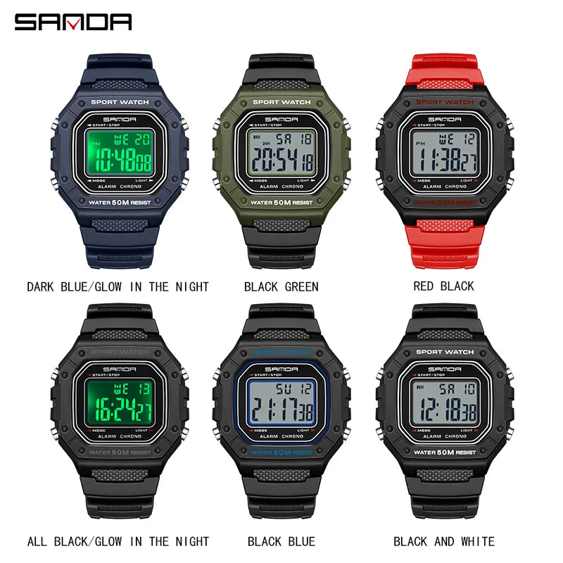 SANDA 2156 Men’s Military Watch | Sport LED Digital Wristwatch with Big Dial & Water Resistance