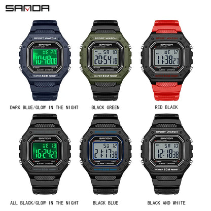 SANDA 2156 Men’s Military Watch | Sport LED Digital Wristwatch with Big Dial & Water Resistance