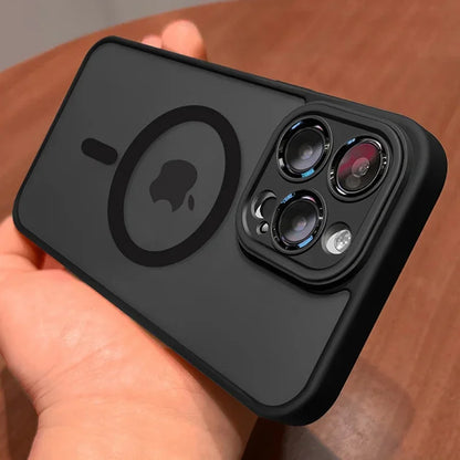 Magnetic Matte Translucent Armor iPhone Case | Luxury Shockproof MagSafe Cover for iPhone 12–17 Pro Max & Plus