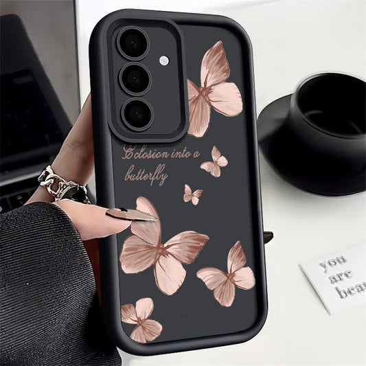 Gold Butterfly Soft TPU Case | Protective Phone Cover for Samsung Galaxy A & S Series 5G