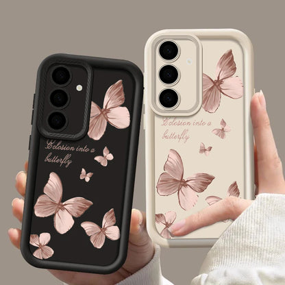 Gold Butterfly Soft TPU Case | Protective Phone Cover for Samsung Galaxy A & S Series 5G