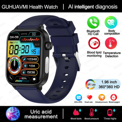 AI Diagnostic Smart Health Watch for Women 2025 | Blood Lipid, Uric Acid & Body Composition Tracker