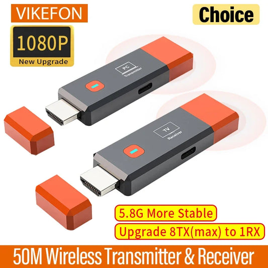 Wireless HDMI-Compatible Transmitter & Receiver Kit | 1080P Video Extender Dongle for PC, Camera, Laptop to TV/Monitor