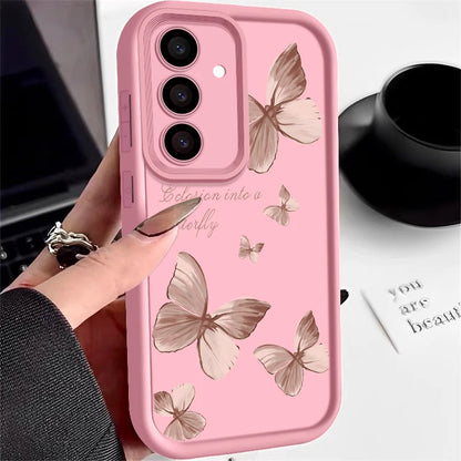 Gold Butterfly Soft TPU Case | Protective Phone Cover for Samsung Galaxy A & S Series 5G