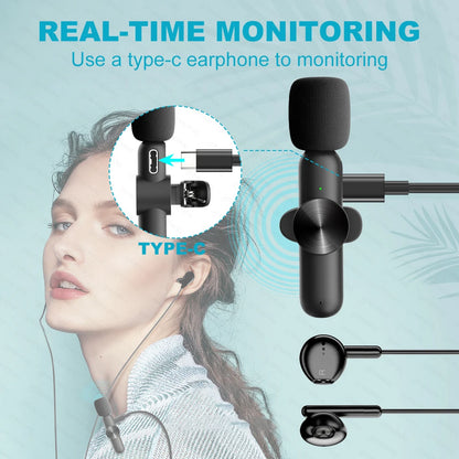 Wireless Lavalier Microphone | Mini Portable Mic for iPhone & Android – Live Broadcast, Video Recording & Gaming