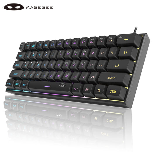 MageGee Mini 60% Gaming Keyboard | 61-Key RGB Backlit, Ergonomic & Waterproof Mechanical-Feel Keyboard