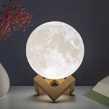 8cm Moon Lamp LED Night Light with Stand | Starry Battery-Powered Bedroom Decor Lamp for Kids & Home Gifts