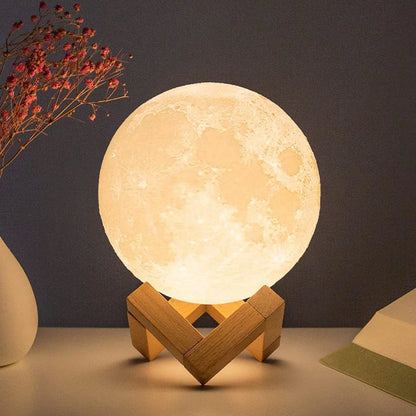 8cm Moon Lamp LED Night Light with Stand | Starry Battery-Powered Bedroom Decor Lamp for Kids & Home Gifts