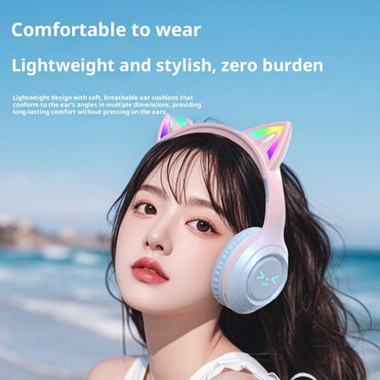 Cute Cat Ear Wireless Bluetooth Headphones | LED Stereo Headset for Kids & Teens