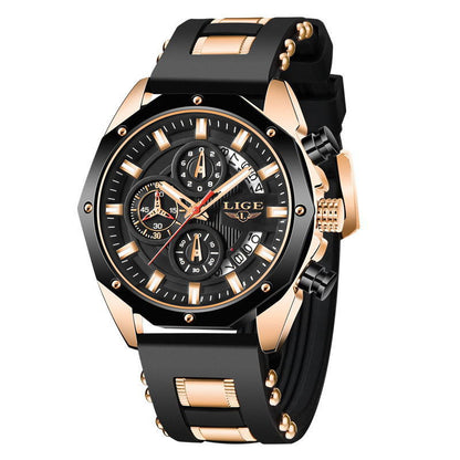 Luxury Fashion Men’s Silicone Sport Watch | Quartz Chronograph Waterproof Wristwatch with Date
