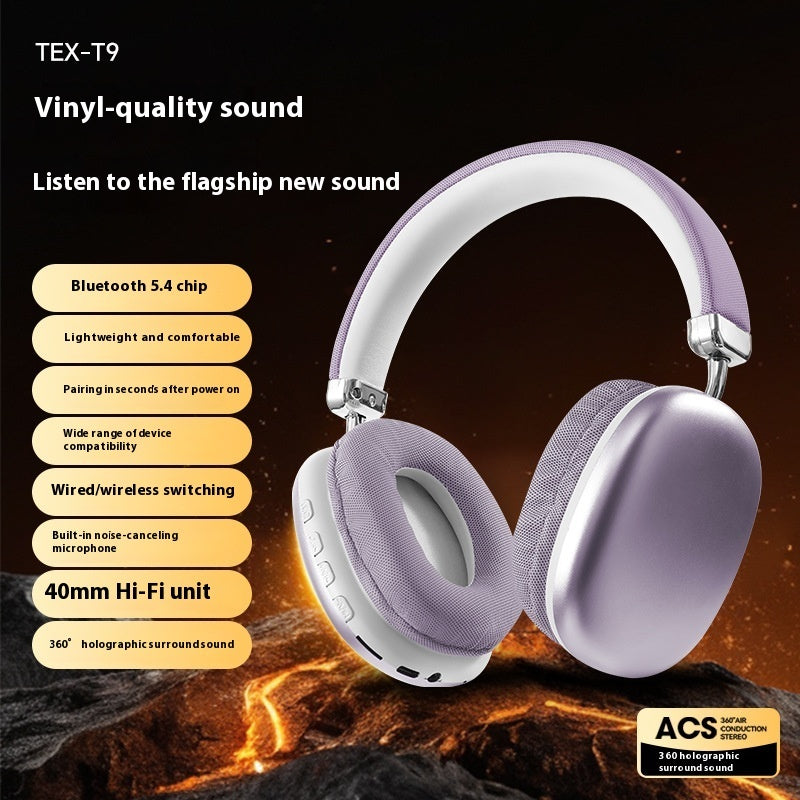 TEX-T9 Bluetooth Headset | Wireless Head-Mounted Headphones with Stereo Sound for Calls, Music & Daily Use