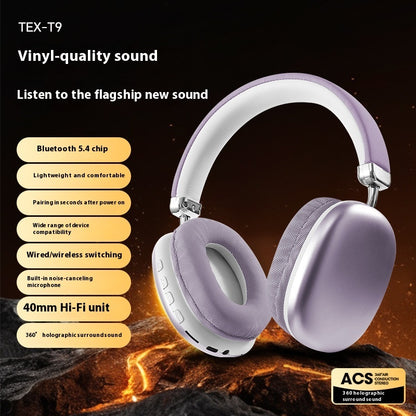 TEX-T9 Bluetooth Headset | Wireless Head-Mounted Headphones with Stereo Sound for Calls, Music & Daily Use