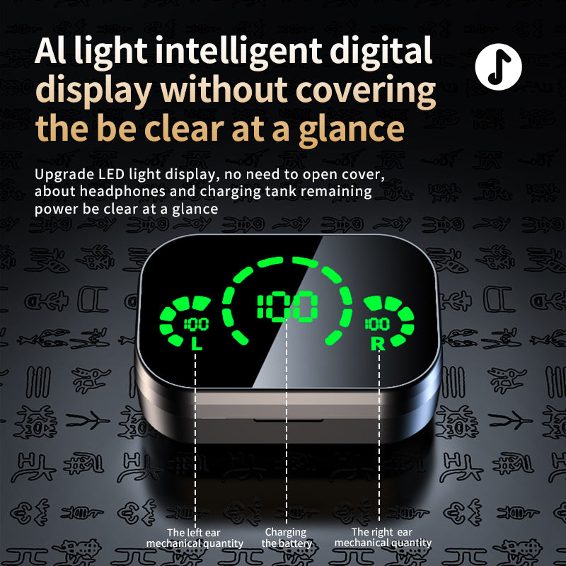 YD03 TWS Wireless Bluetooth Headset | In-Ear Earbuds with Large Screen Smart Digital Display & Breathing Light