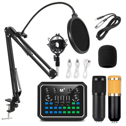 Aluminum Condenser Microphone Sound Card Set | Professional Streaming & Recording Audio Kit for Podcast, Live Broadcast & PC