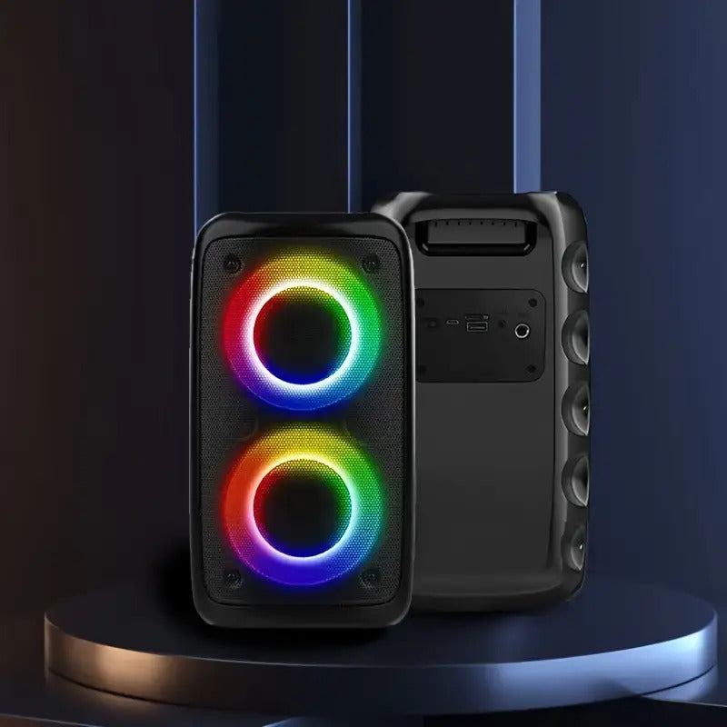 Wireless Boombox Speaker with Subwoofer | Large Stereo Bluetooth Speaker with Disco Lights, TWS, TF Card & AUX for Outdoor Parties
