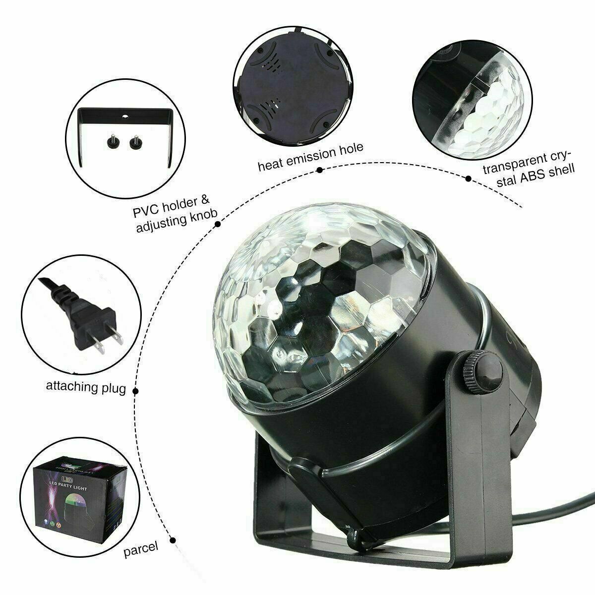 LED Disco Party Light | Sound-Activated Strobe DJ Ball Lamp for Dance, Events & Party Decorations